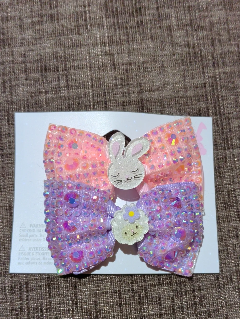 Claire's Pink and Lavender Sequin Bow Hair Clips with Charms